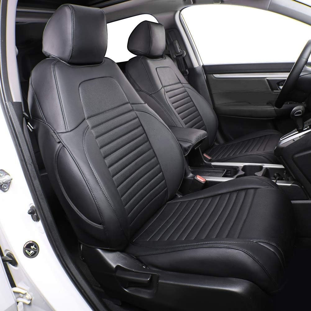 Custom Fit Autostoelhoezen voor Honda CRV 2013-2017 - Zwart Leer