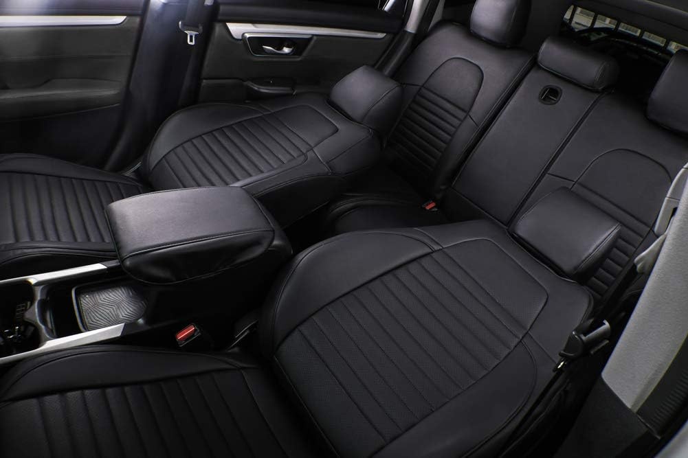 Custom Fit Autostoelhoezen voor Honda CRV 2013-2017 - Zwart Leer