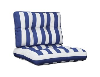 vidaXL Palletkussens 2 st stof gestreept wit en blauw