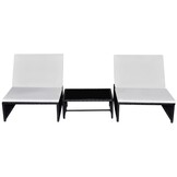 vidaXL Tuinstoelen 2 st verstelbaar met tafel poly rattan zwart