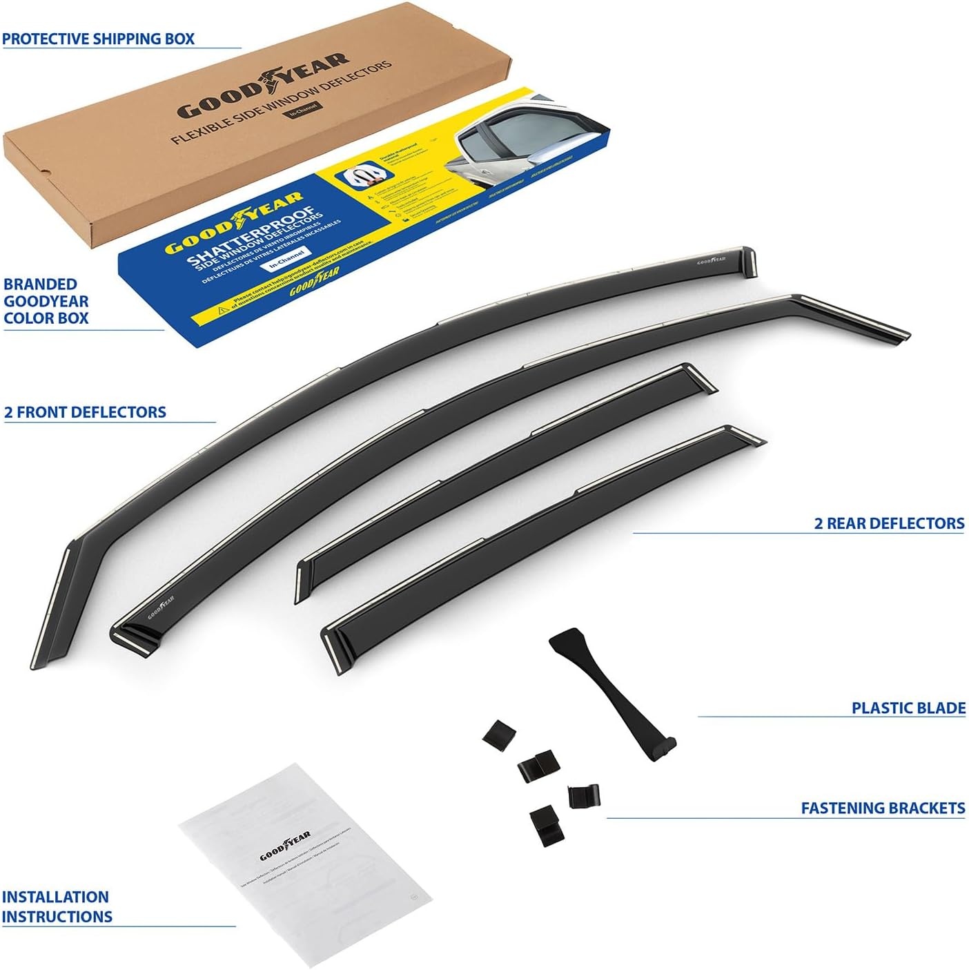 Goodyear Winddeflectors voor Volkswagen Jetta 2018-2026 - Set van 4 - In-channel