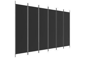 Kamerscherm 6 panelen 300x200 cm Stof Zwart - 34% Korting