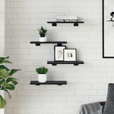 vidaXL Boekenplank Bord 3-laags 4 st 40 x 20 x 1,5 cm Bewerkt hout