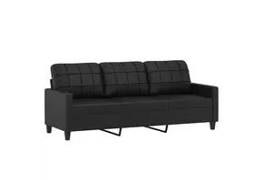 Zwarte Kunstleren Driezitsbank 180 cm - 35% Korting!
