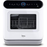 Midea ST 5.31 Mini-vaatwasser, 42 cm, vrijstaande tafelvaatwasser met wifi-bediening, vaatwasser, 7 programma's, 3 couverts Touch, 58 dB, met of zonder wateraansluiting bruikbaar, wit