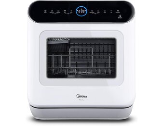 Midea ST 5.31 Mini-vaatwasser, 42 cm, vrijstaande tafelvaatwasser met wifi-bediening, vaatwasser, 7 programma's, 3 couverts Touch, 58 dB, met of zonder wateraansluiting bruikbaar, wit