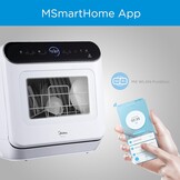 Midea ST 5.31 Mini-vaatwasser, 42 cm, vrijstaande tafelvaatwasser met wifi-bediening, vaatwasser, 7 programma's, 3 couverts Touch, 58 dB, met of zonder wateraansluiting bruikbaar, wit