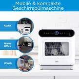 Midea ST 5.31 Mini-vaatwasser, 42 cm, vrijstaande tafelvaatwasser met wifi-bediening, vaatwasser, 7 programma's, 3 couverts Touch, 58 dB, met of zonder wateraansluiting bruikbaar, wit