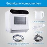 Midea ST 5.31 Mini-vaatwasser, 42 cm, vrijstaande tafelvaatwasser met wifi-bediening, vaatwasser, 7 programma's, 3 couverts Touch, 58 dB, met of zonder wateraansluiting bruikbaar, wit