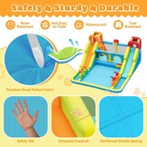 Opblaasbaar slot met waterglijbaan voor kinderen met zwembad, 452x416x210cm