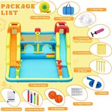 Opblaasbaar slot met waterglijbaan voor kinderen met zwembad, 452x416x210cm
