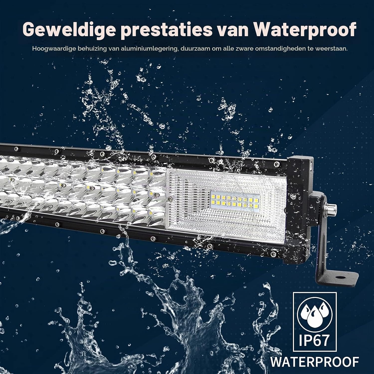 RIGIDON 52 inch 130cm 675W curved 4x4 LED lightbar with 12V wiring set - Maat 52inch 675W + kabelboom set