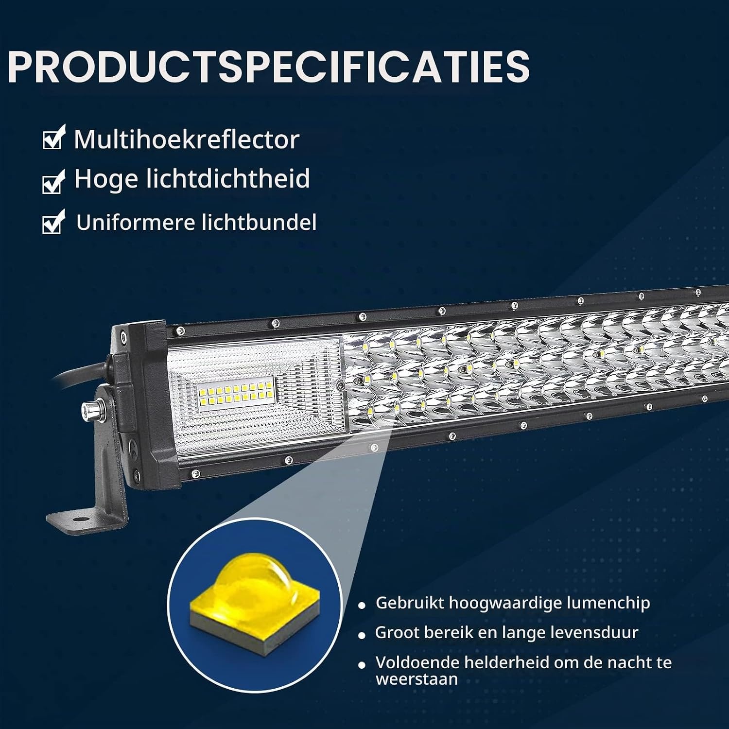 RIGIDON 52 inch 130cm 675W curved 4x4 LED lightbar with 12V wiring set - Maat 52inch 675W + kabelboom set
