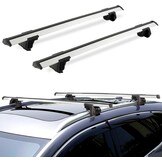 Just-V 130 cm universele imperiaal voor fietsendragers, dakkoffers of als skihouder, van aluminium, met slot afsluitbaar, draagkracht 150 kg, zilver