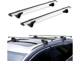 Just-V 130 cm universele imperiaal voor fietsendragers, dakkoffers of als skihouder, van aluminium, met slot afsluitbaar, draagkracht 150 kg, zilver