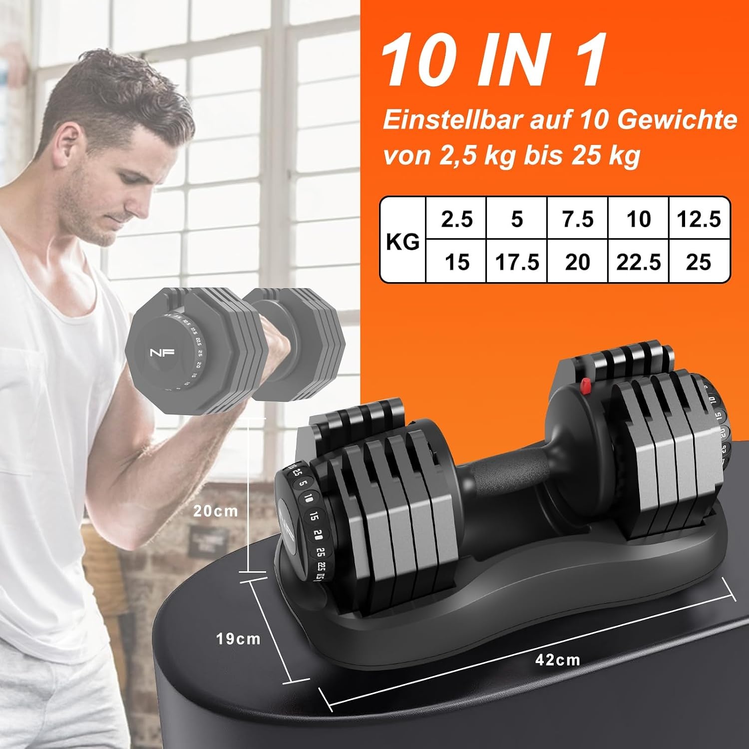 24 kg/25 kg, verstelbare ruimtebesparende halters met antislip handgreep, workout fitness halter voor lichaamstraining