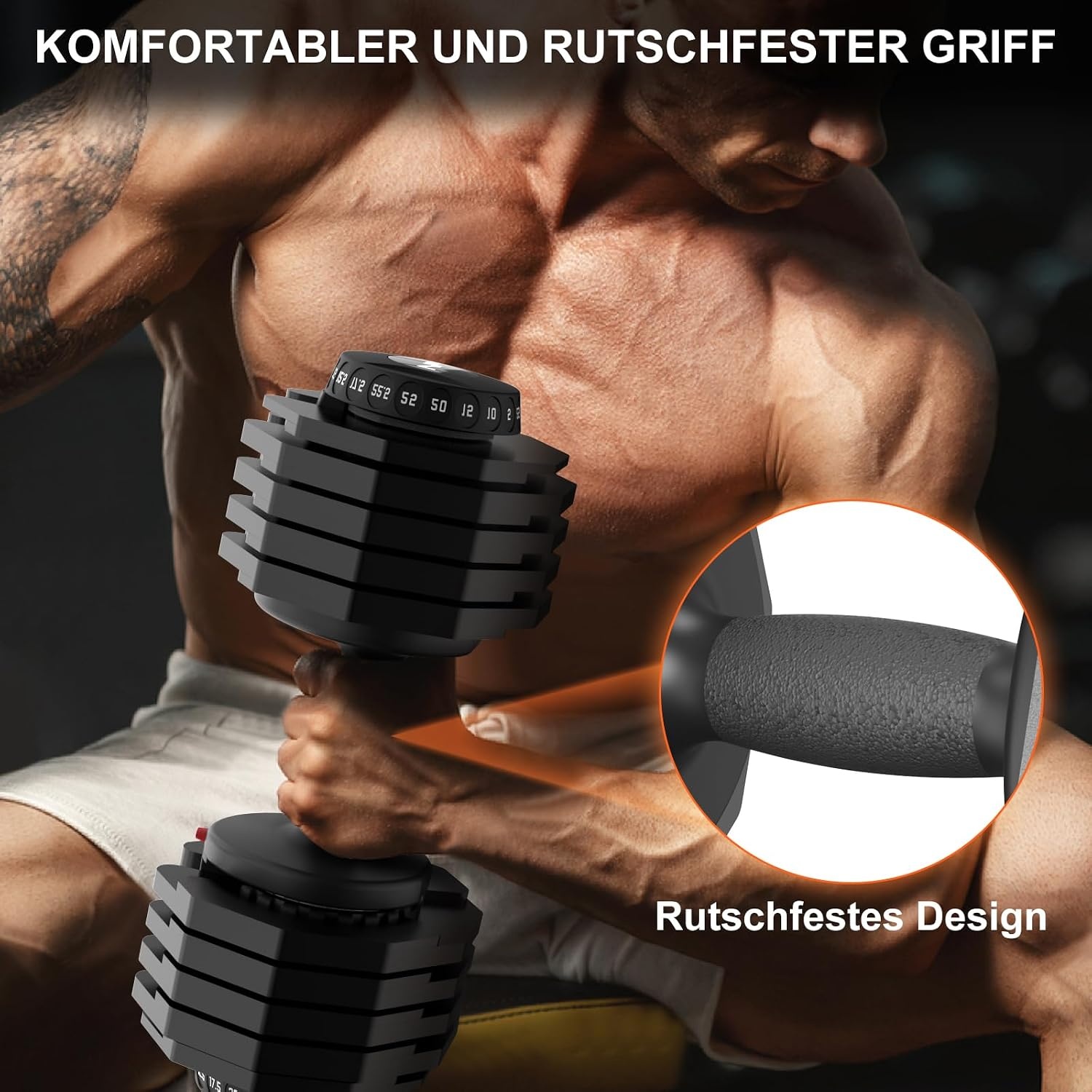 24 kg/25 kg, verstelbare ruimtebesparende halters met antislip handgreep, workout fitness halter voor lichaamstraining