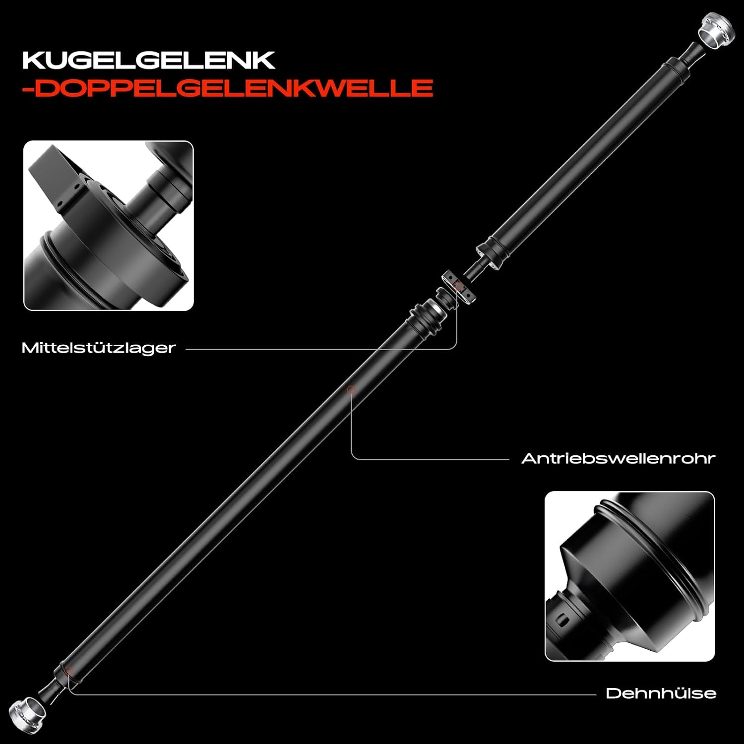 Frankberg 8T0521101K Aandrijfas, aandrijfas, achteras, compatibel met A5 8T3 3.0L diesel 2010-2012 A5 Cabriolet 8F7 3.0L diesel 2010-2012, vervanging # 8T0521101K