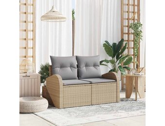 vidaXL Tuinbank met kussen Beige 124 x 62 x 69cm poly rattan
