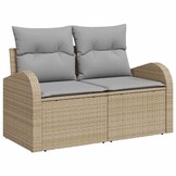 vidaXL Tuinbank met kussen Beige 124 x 62 x 69cm poly rattan