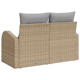 vidaXL Tuinbank met kussen Beige 124 x 62 x 69cm poly rattan
