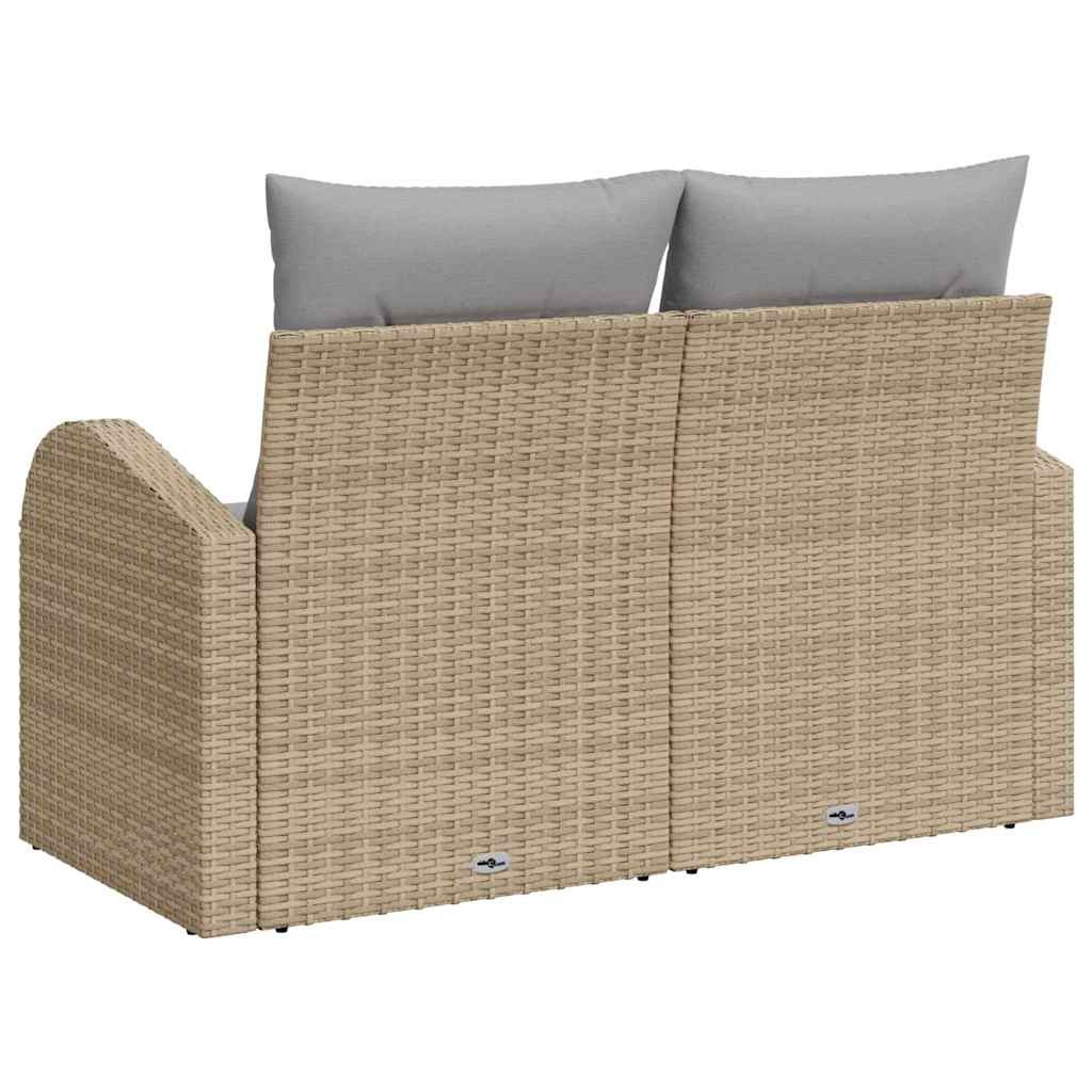 vidaXL Tuinbank met kussen Beige 124 x 62 x 69cm poly rattan