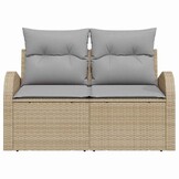 vidaXL Tuinbank met kussen Beige 124 x 62 x 69cm poly rattan
