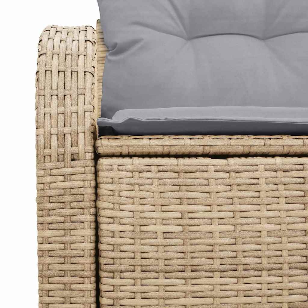 vidaXL Tuinbank met kussen Beige 124 x 62 x 69cm poly rattan