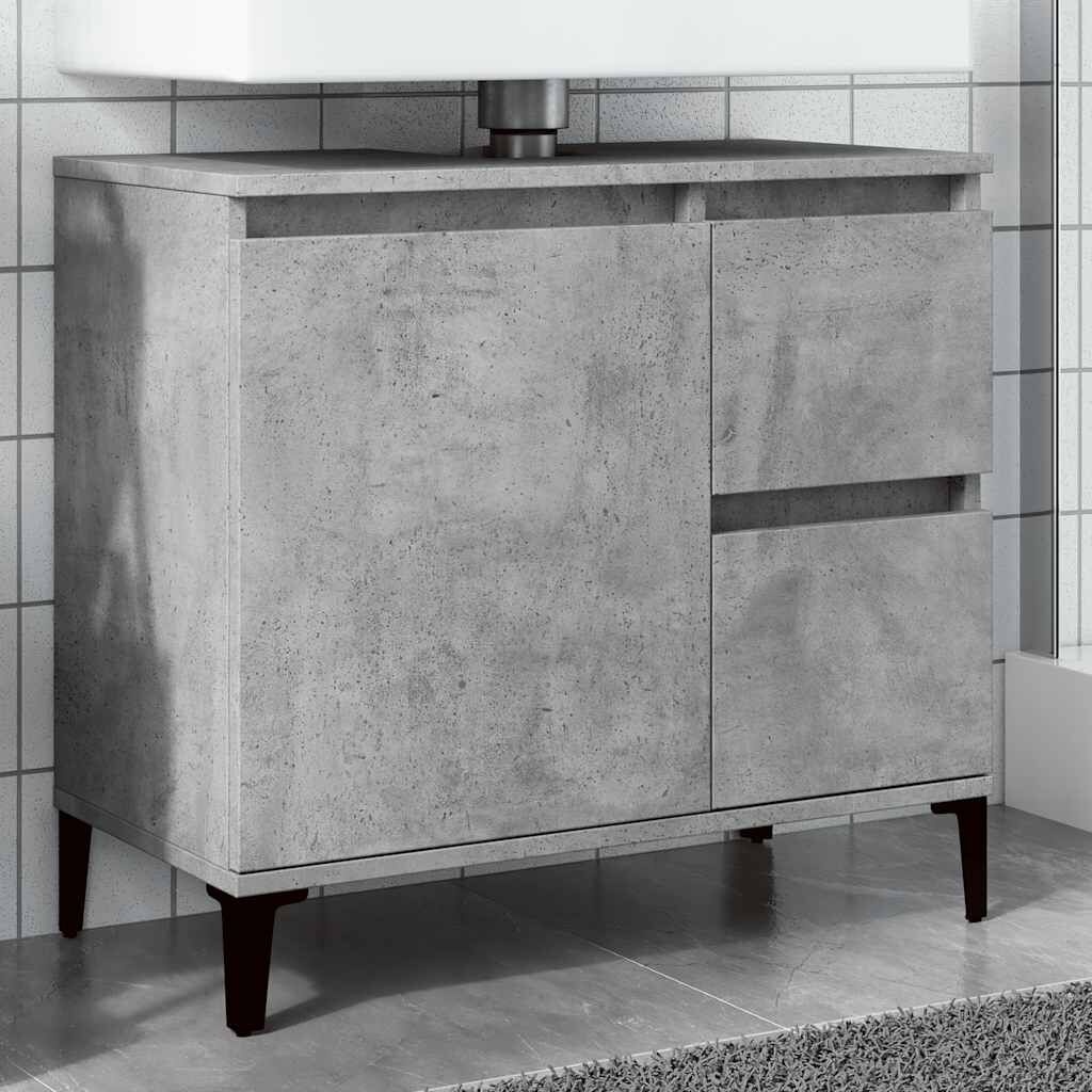 vidaXL wastafelkast 65x33x60 cm bewerkt hout betongrijs