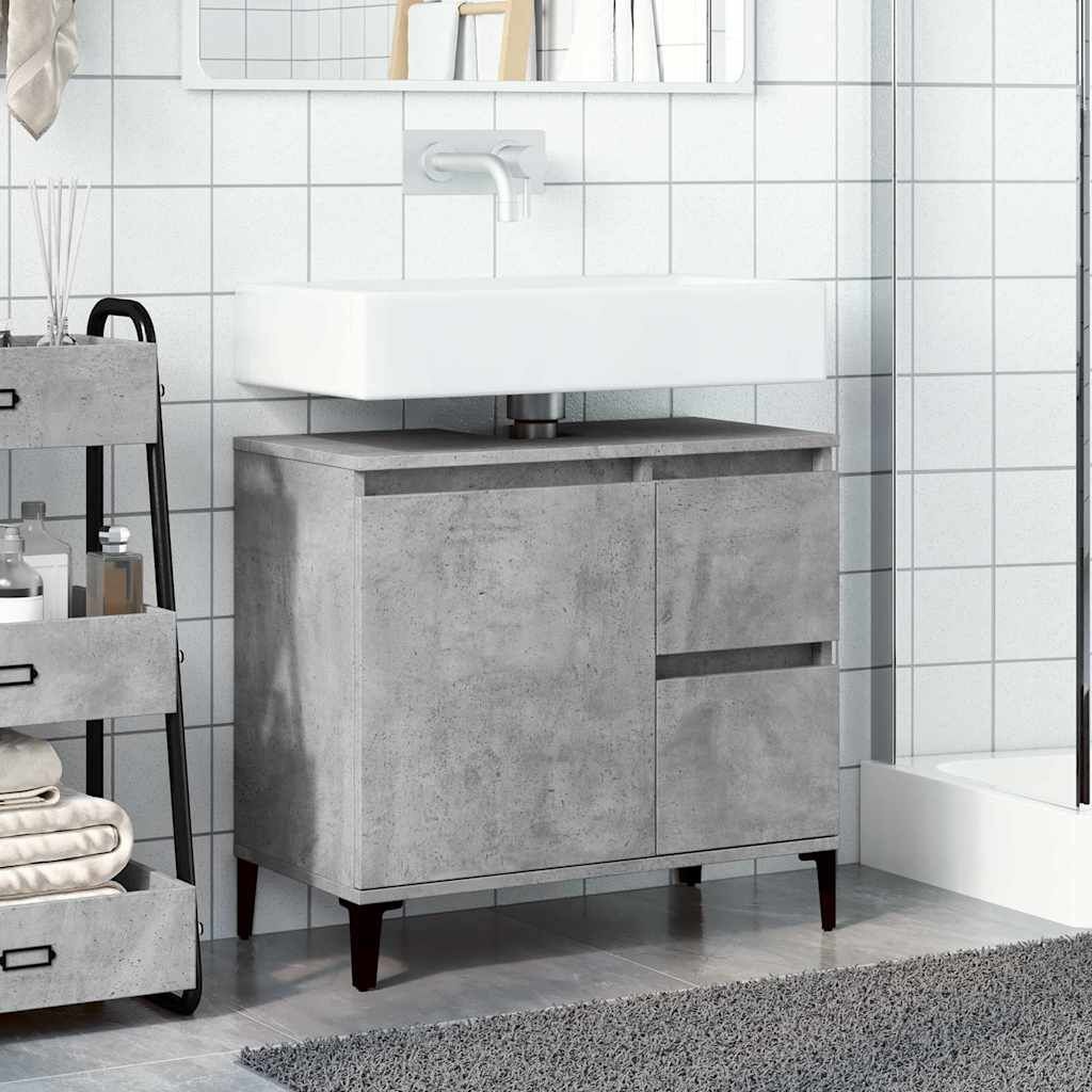 vidaXL wastafelkast 65x33x60 cm bewerkt hout betongrijs