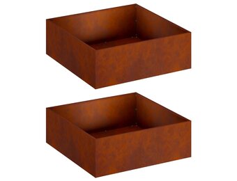 vidaXL Plantenbak 2 st Roestkleurig 40 x 40 x 20 cm weervast staal