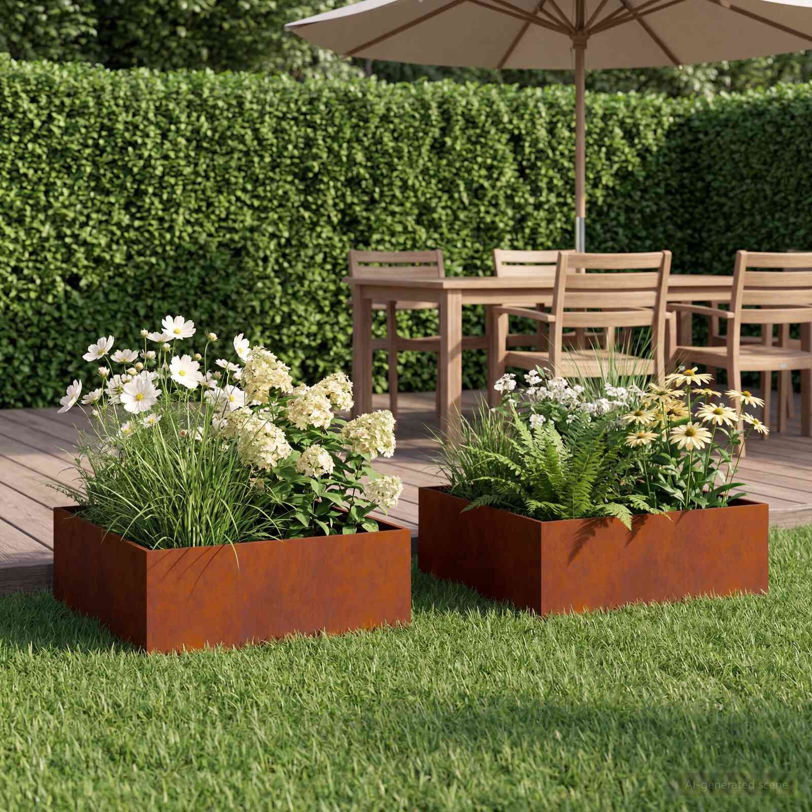 vidaXL Plantenbak 2 st Roestkleurig 40 x 40 x 20 cm weervast staal