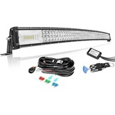 Willpower 52 Inch 675W Gebogen Led Lichtbalk 12V 24V Led-verlichting Bar met Stroboscoop Kabelboom LED Werklamp Mistlamp IP67 Led Light Bar Voor Vrachtwagen Tractor Auto Boot Offroad 4x4 - Maat 52" - 675W - Combo + Strobe Wire