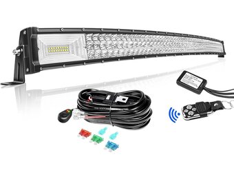 Willpower 52 Inch 675W Gebogen Led Lichtbalk 12V 24V Led-verlichting Bar met Stroboscoop Kabelboom LED Werklamp Mistlamp IP67 Led Light Bar Voor Vrachtwagen Tractor Auto Boot Offroad 4x4 - Maat 52" - 675W - Combo + Strobe Wire