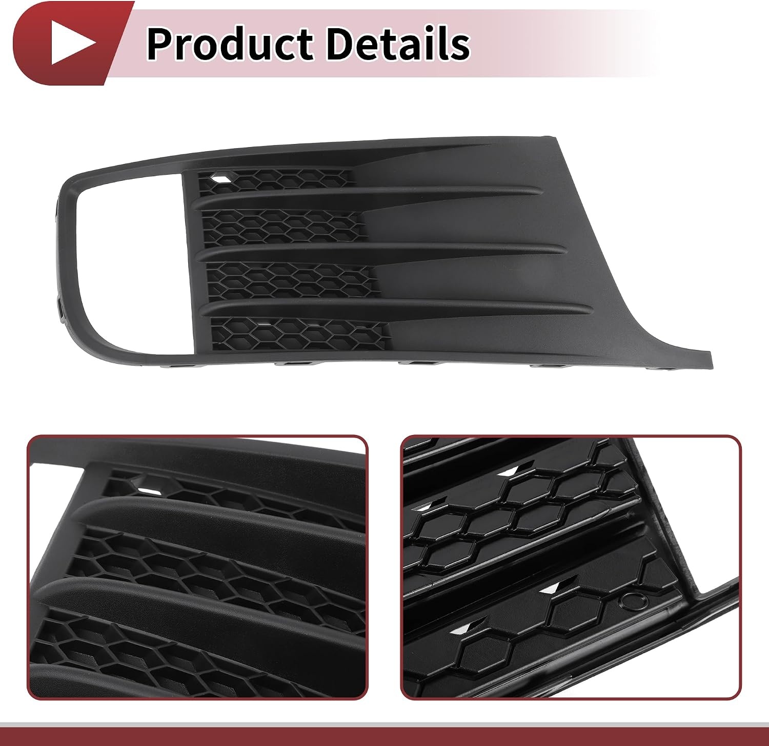1 x mistlamp voor VW Jetta MK6 GLI 2012-2014, onderste afdekking rechtsvoor, mistlampafdekkingen, zwart, ABS-kunststof