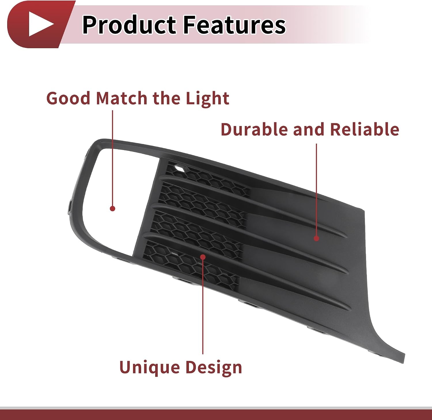 1 x mistlamp voor VW Jetta MK6 GLI 2012-2014, onderste afdekking rechtsvoor, mistlampafdekkingen, zwart, ABS-kunststof