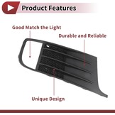 1 x mistlamp voor VW Jetta MK6 GLI 2012-2014, onderste afdekking rechtsvoor, mistlampafdekkingen, zwart, ABS-kunststof