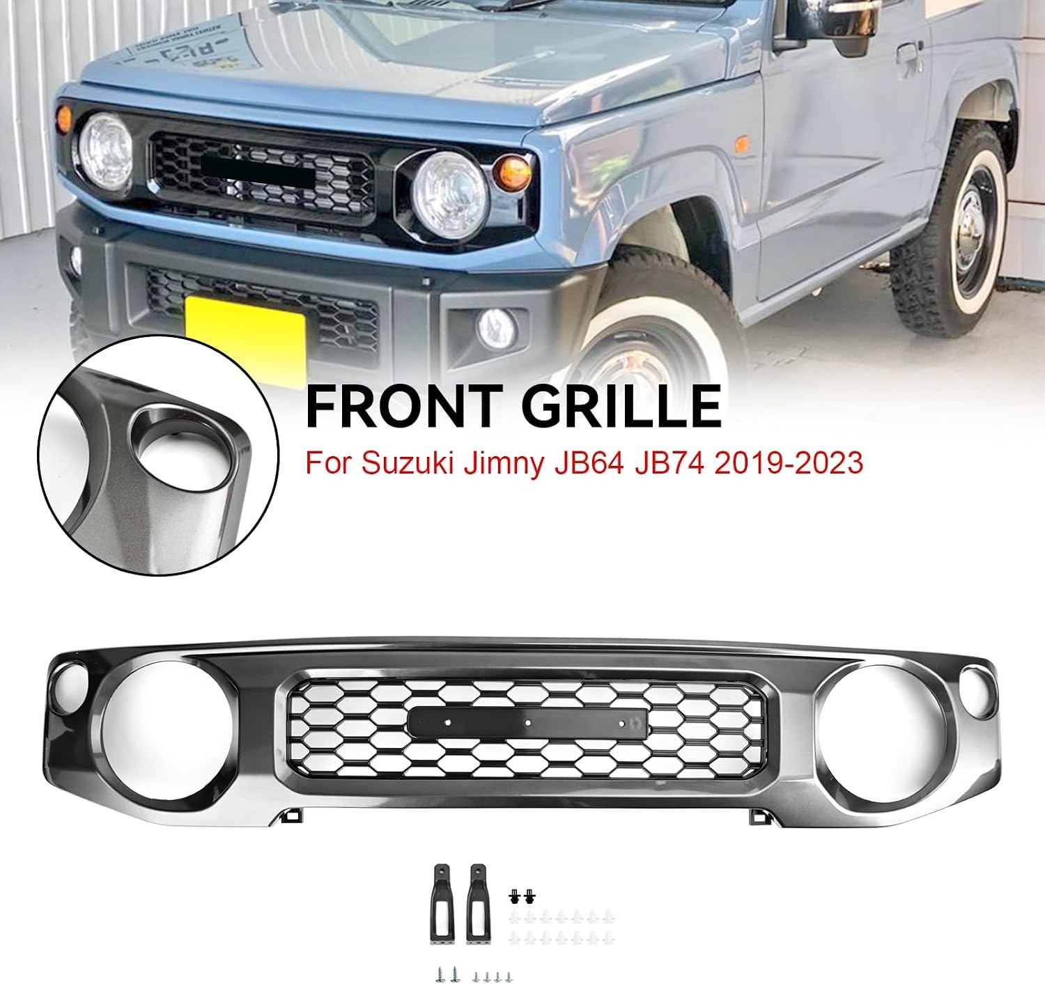 Frontgrille voor Suzuki Jimny JB64 JB74 2019-2023 - Honeycomb Design - Grijs