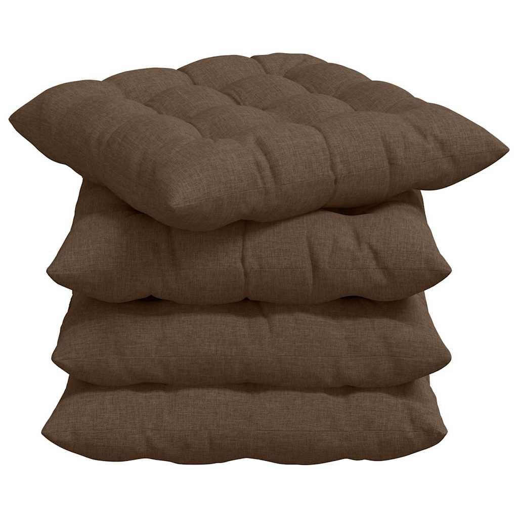 vidaXL Zitkussens 4 st Stof Bruin 40 x 40 x 6 cm