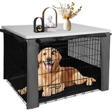 HiCaptain Benchhoes met Plastic Topper voor Hondenbench - 107,5 x 70,5 x 74 cm - Wit/Grijs
