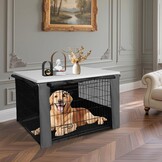 HiCaptain Benchhoes met Plastic Topper voor Hondenbench - 107,5 x 70,5 x 74 cm - Wit/Grijs