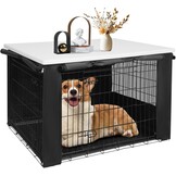 HiCaptain Benchhoes met Bovenplaat voor Hondenbench - 93,5 x 60 x 62,5 cm - Wit/Zwart
