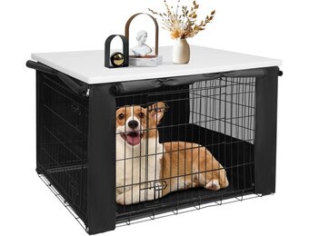 HiCaptain Benchhoes met Bovenplaat voor Hondenbench - 93,5 x 60 x 62,5 cm - Wit/Zwart