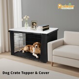 HiCaptain Benchhoes met Bovenplaat voor Hondenbench - 93,5 x 60 x 62,5 cm - Wit/Zwart