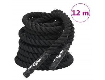 vidaXL Battle Rope Zwart 12 m 9 kg Polyester