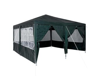 vidaXL Partytent Groen, Wit 400 x 400 x 266 cm Polyester, Staal