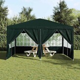 vidaXL Partytent Groen, Wit 400 x 400 x 266 cm Polyester, Staal
