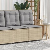 vidaXL Tuinbank verstelbaar met kussens poly rattan beige