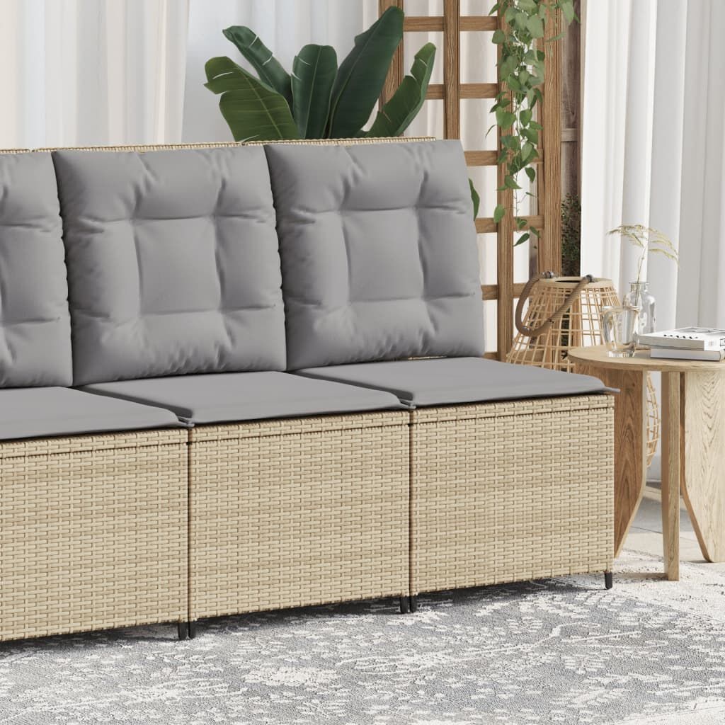 vidaXL Tuinbank verstelbaar met kussens poly rattan beige