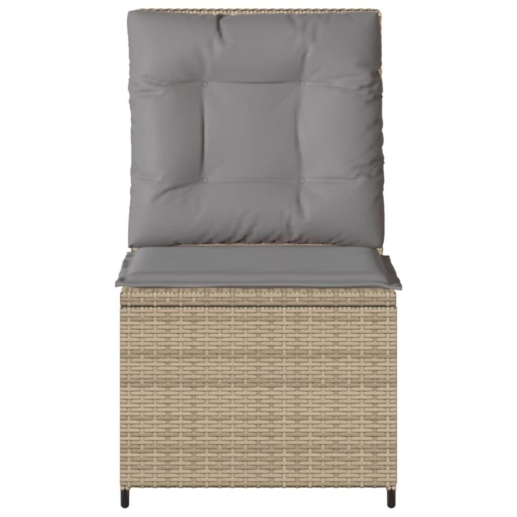 vidaXL Tuinbank verstelbaar met kussens poly rattan beige